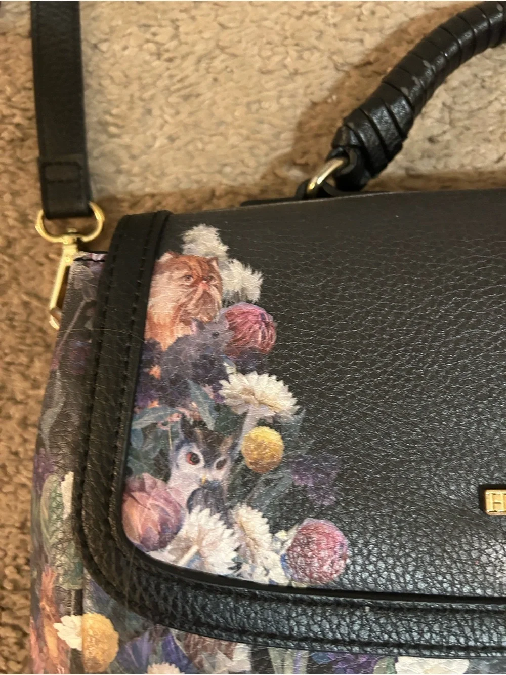 Harry Potter Black Floral Satchel Purse